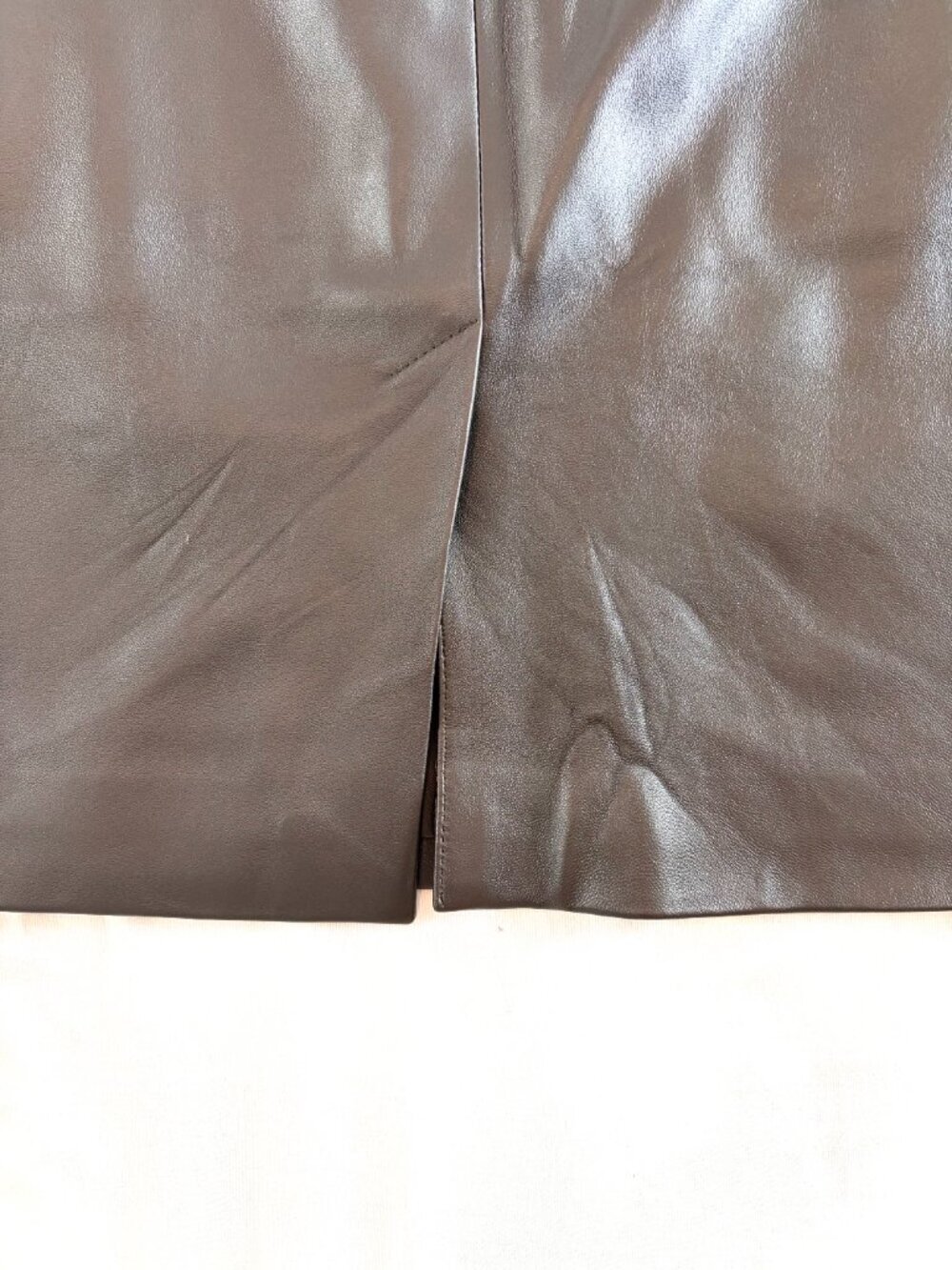 Vintage brown leather pencil skirt 8 luxury - Picture 5 of 7
